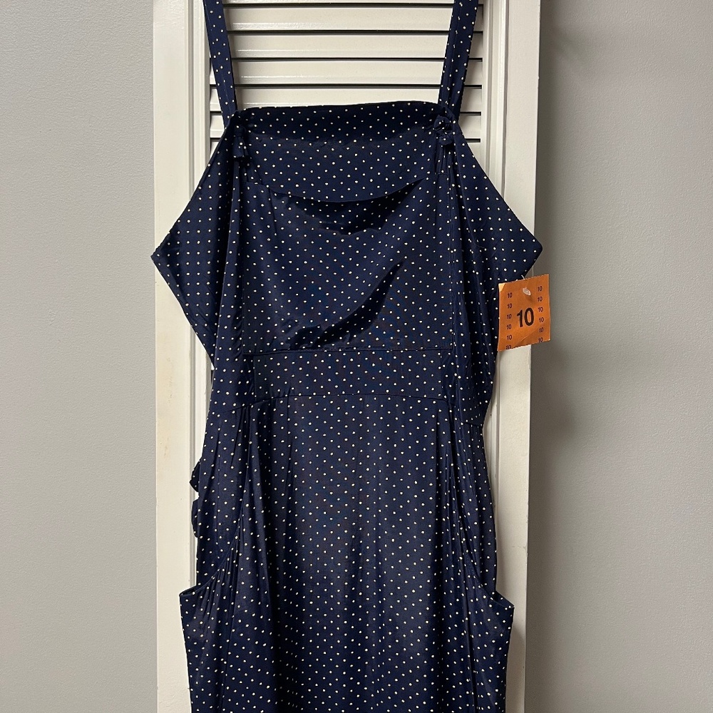 Navy Blue Vintage Polka Dot Dress